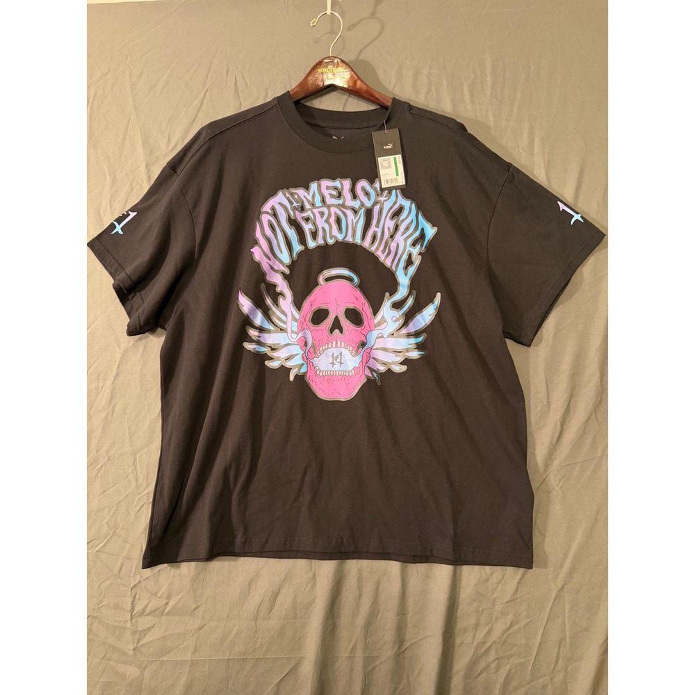 Puma LaMelo Ball Melo Reflections Tee Black Skull Graphic Shirt Mens Large NWT